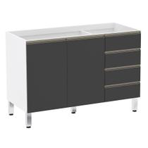 Balcão De Pia Sem Tamp 120cm Branco Com Preto Txt Balcão De Pia Sem Tamp 120cm Branco Com Preto Txt