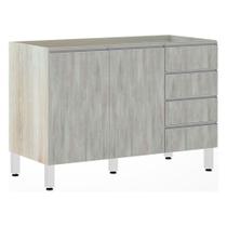 Balcão De Pia Sem Tamp 120cm E Lis Legno Crem e Concreto