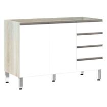 Balcão De Pia Sem Tamp 120cm E Luci Legno Crem e Branco Balcão De Pia Sem Tamp 120cm E Luci Legno Crem e Branco