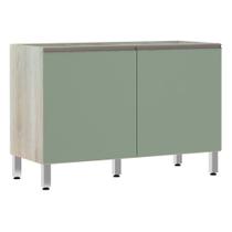 Balcão De Pia Sem Tamp 120cm Luci Legno Crem e Verde Jade