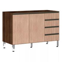 Balcão de Pia sem Tampo para Cozinha 120cm 2 Portas 4 Gavetas Jade Luciane Móveis