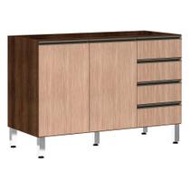 Balcão de Pia sem Tampo para Cozinha 120cm 2 Portas 4 Gavetas Jade Luciane Móveis