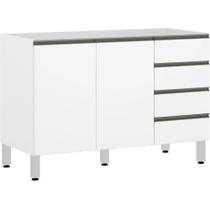 Balcão de Pia sem Tampo para Cozinha 120cm 2 Portas 4 Gavetas Pérola Luciane Móveis Balcão de Pia sem Tampo para Cozinha 120cm 2 Portas 4 Gavetas Pérola Luciane Móveis