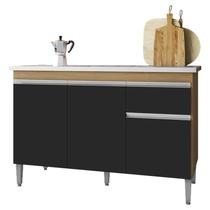 Balcão de Pia Tatiane 120 cm Amendoa Preto - AJL Balcão de Pia Tatiane 120 cm Amendoa Preto - AJL