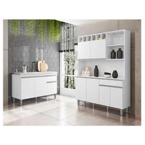 Balcão de Pia Tatiane 120 cm e Armário Cozinha Kit Alice Ambiente Branco Brilho - AJL Balcão de Pia Tatiane 120 cm e Armário Cozinha Kit Alice Ambiente Branco Brilho - AJL