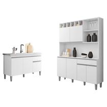 Balcão de Pia Tatiane 120 cm e Armário Cozinha Kit Alice Branco Brilho - AJL Balcão de Pia Tatiane 120 cm e Armário Cozinha Kit Alice Branco Brilho - AJL