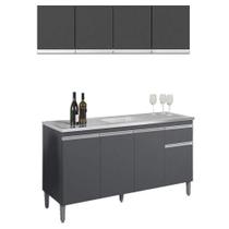 Balcão De Pia Tatiane 145 Cm E Armário Aéreo Andréia 4 Portas 150 Cm Cinza Fosco Ajl Balcão De Pia Tatiane 145 Cm E Armário Aéreo Andréia 4 Portas 150 Cm Cinza Fosco Ajl