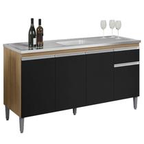 Balcão de Pia Tatiane 150 cm Amêndoa Preto - AJL