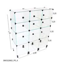 Balcão de Vidro - C/ Conectivo Preto - 0,90 x 1,10 x 0,30m Balcão de Vidro - C/ Conectivo Preto - 0,90 x 1,10 x 0,30m