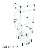 Balcão de Vidro com Porta Bijuteria - C/ Conectivo Preto - 0,30 x 1,10 x 0,30m