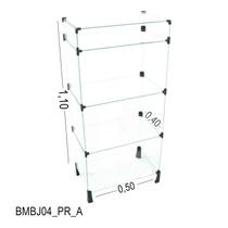 Balcão de Vidro com Porta Bijuteria - C/ Conectivo Preto - - 0,50 x 1,10 x 0,40m
