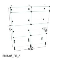 Balcão de Vidro com Porta Bijuteria - C/ Conectivo Preto - MOD.40 - 0,80 x 1,10 x 0,30m