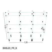 Balcão de Vidro com Porta Bijuteria - C/ Conectivo Preto - MOD.40 - 1,20 x 1,10 x 0,40m