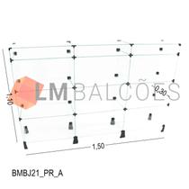 Balcão de Vidro com Porta Bijuteria - C/ Conectivo Preto - MOD.50 - 1,50 x 1,10 x 0,30m