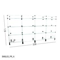 Balcão de Vidro com Porta Bijuteria - C/ Conectivo Preto - MOD.50 - 2,00 x 1,10 x 0,40m