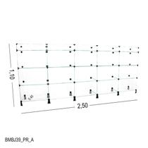 Balcão de Vidro com Porta Bijuteria - C/ Conectivo Preto - MOD.50 - 2,50 x 1,10 x 0,40m