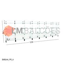 Balcão de Vidro com Porta Bijuteria - C/ Conectivo Preto - MOD.50 - 3,50 x 1,10 x 0,30m