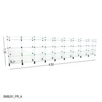 Balcão de Vidro com Porta Bijuteria - C/ Conectivo Preto - MOD.50 - 4,50 x 1,10 x 0,40m