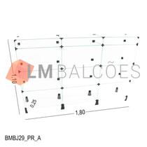 Balcão de Vidro com Porta Bijuteria - C/ Conectivo Preto - MOD.60 - 1,80 x 1,10 x 0,25m