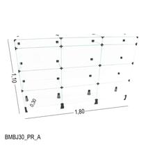 Balcão de Vidro com Porta Bijuteria - C/ Conectivo Preto - MOD.60 - 1,80 x 1,10 x 0,30m