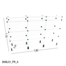 Balcão de Vidro com Porta Bijuteria - C/ Conectivo Preto - MOD.60 - 1,80 x 1,10 x 0,40m