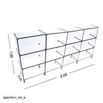 Balcão de Vidro com Veda Pó - C/ Conectivo Preto MOD.50 - 2,00 x 1,00 x 0,40m Balcão de Vidro com Veda Pó - C/ Conectivo Preto MOD.50 - 2,00 x 1,00 x 0,40m