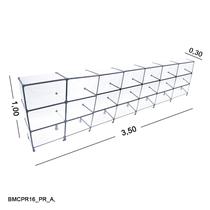 Balcão de Vidro com Veda Pó - C/ Conectivo Preto MOD.50 - 3,50 x 1,00 x 0,30m Balcão de Vidro com Veda Pó - C/ Conectivo Preto MOD.50 - 3,50 x 1,00 x 0,30m