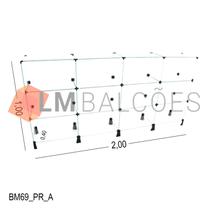 Balcão de Vidro Temperado 4MM MÓD.50 - 2,00 x 1,00 x 0,40m