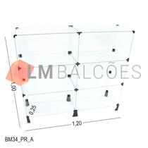 Balcão de Vidro Temperado 4MM MÓD.60 - 1,20 x 1,00 x 0,25m