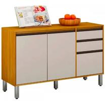 Balcão Eduarda 3 Portas 2 Gavetas para Cozinha Chf Cor Cinamomo Off White Balcão Eduarda 3 Portas 2 Gavetas para Cozinha Chf Cor Cinamomo Off White