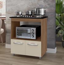 Balcão Elisa para Cooktop 5 Bocas com Nicho para Forno/Microondas - Savana/Off White Móblis