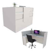 Balcão em L Caixa 128cm Branco - Linha Premium - Mod 1.1