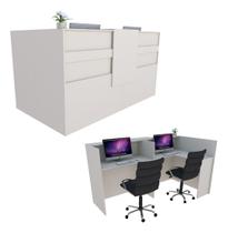 Balcão em L Recepção 212cm Branco - Linha Premium - Mod 1.1