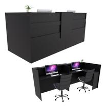 Balcão em L Recepção 244cm Preto - Linha Premium - Mod 1.1