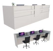 Balcão em L Recepção 310cm Branco - Linha Premium - Mod 1.1