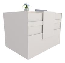 Balcão em L Recepção Caixa 114cm Branco - Linha Premium 1.1