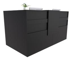 Balcão em L Recepção Caixa 165cm Preto - Linha Premium - 1.1