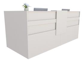 Balcão em L Recepção Caixa 224cm Branco - Linha Premium 1.1