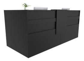 Balcão em L Recepção Caixa 225cm Preto - Linha Premium - 1.1