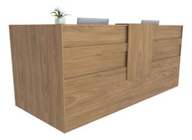 Balcão em L Recepção Caixa 259cm Freijó Syncro - Premium 1.1