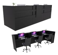 Balcão em L Recepção Caixa 310cm Preto - Linha Premium 1.1
