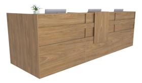 Balcão em L Recepção Caixa 336cm Freijó Syncro - Premium 1.1 Balcão em L Recepção Caixa 336cm Freijó Syncro - Premium 1.1