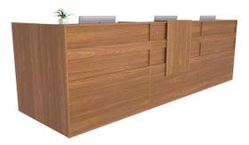 Balcão em L Recepção Caixa 336cm Louro Freijó - Premium - 1.1 Balcão em L Recepção Caixa 336cm Louro Freijó - Premium - 1.1