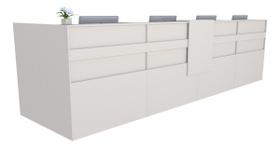 Balcão em L Recepção Caixa 375cm Branco - Linha Premium 1.1