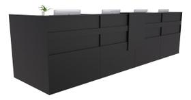 Balcão em L Recepção Caixa 382cm Preto - Linha Premium - 1.1