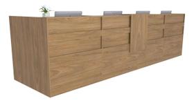 Balcão em L Recepção Caixa 428cm Freijó Syncro - Premium 1.1