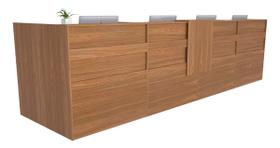 Balcão em L Recepção Caixa 593cm Louro Freijó - Premium - 1.1 Balcão em L Recepção Caixa 593cm Louro Freijó - Premium - 1.1