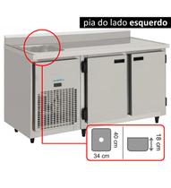 Balcão Encosto Refrigerado Inox Escovado com Pia Esquerda 1,50m KBSP150DP Kofisa