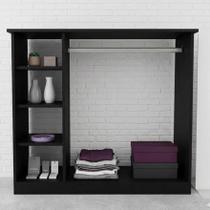 Balcão Expositor Para Loja De Roupas Com Cabideiro Mdf Central Boutique Moderna Preto ALBERGONI