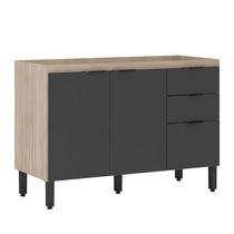 Balcão Firenze Pia 120cm 3 Portas 2 Gavetas Avena/Grafito sem Tampo - Demóbile